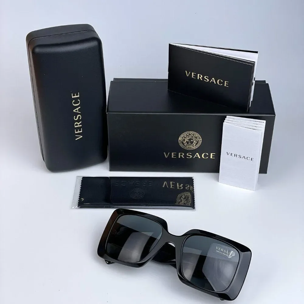 NEW Versace  VE4405 GB1/87 Black Gray Square Women Sunglasses
